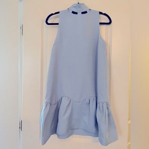 Light Blue Mini Dress With Neck Tie